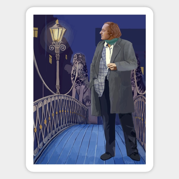 Joseph Brodsky on Lion Bridge Sticker by argiropulo